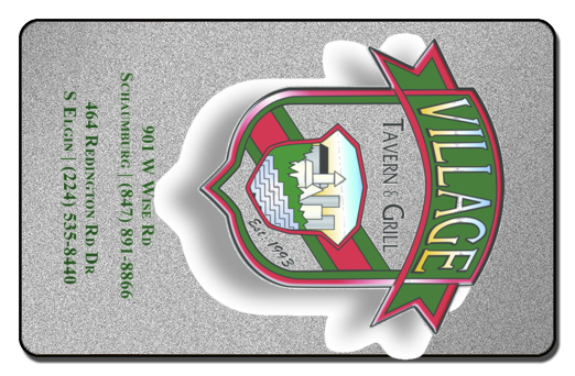 village tavern crest logo on a silver background